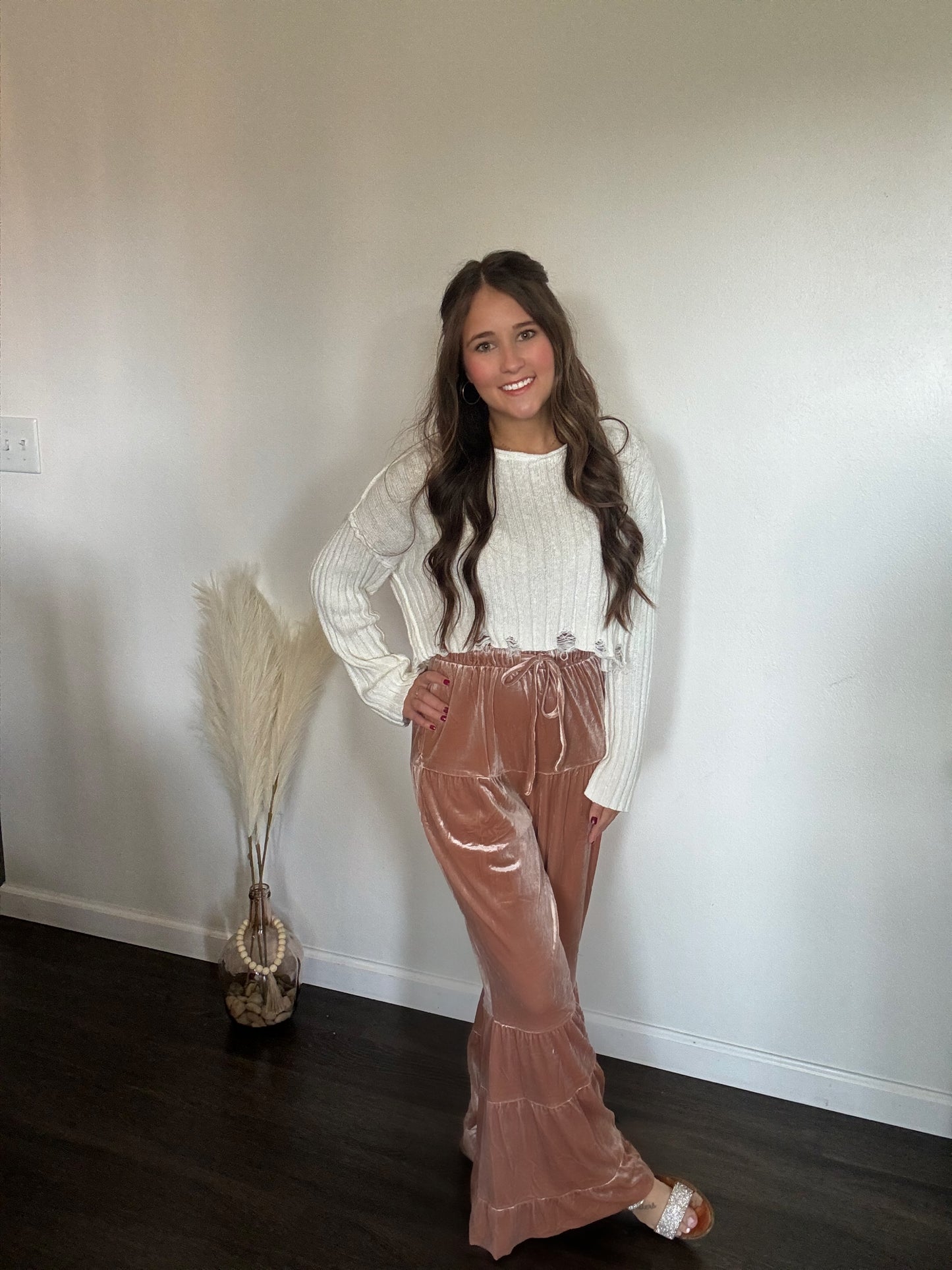 Mineral Wash High Waist Bell Bottom Pants