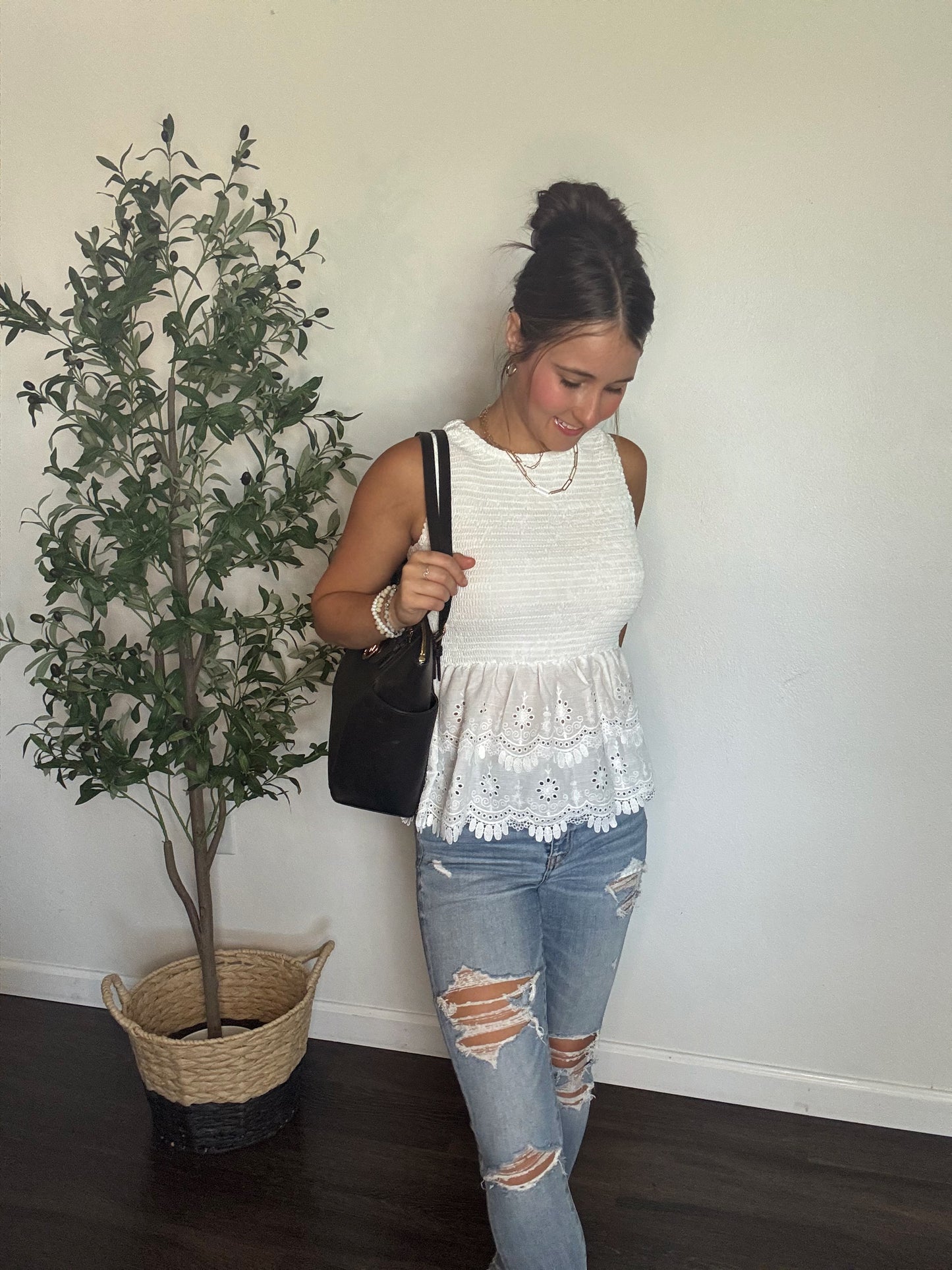 Smocked Lace Top