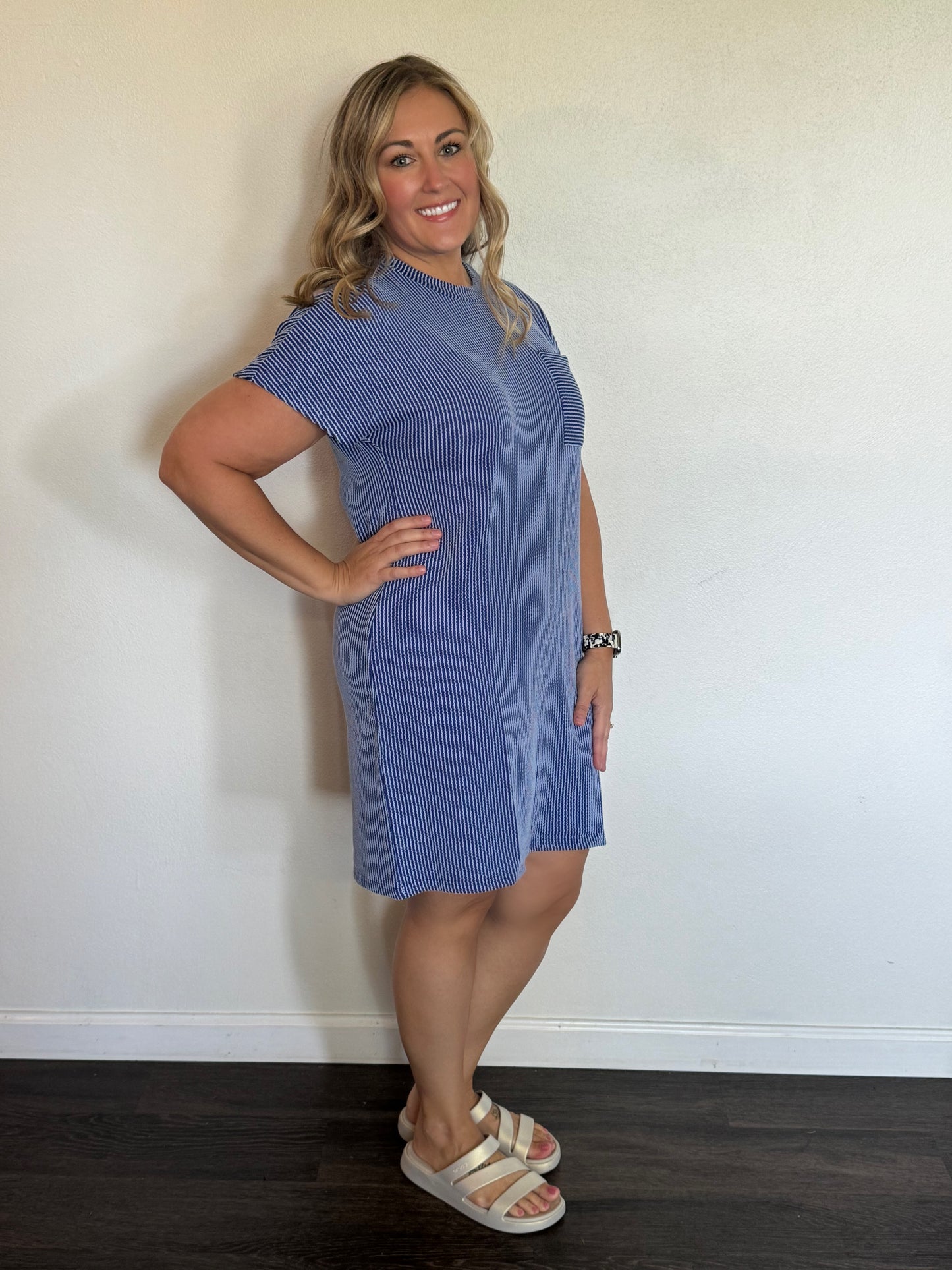 Contrast Twisted Short Sleeve Pocket Dress