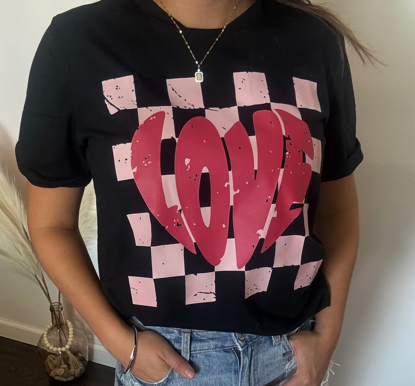 LOVE Checkered Graphic