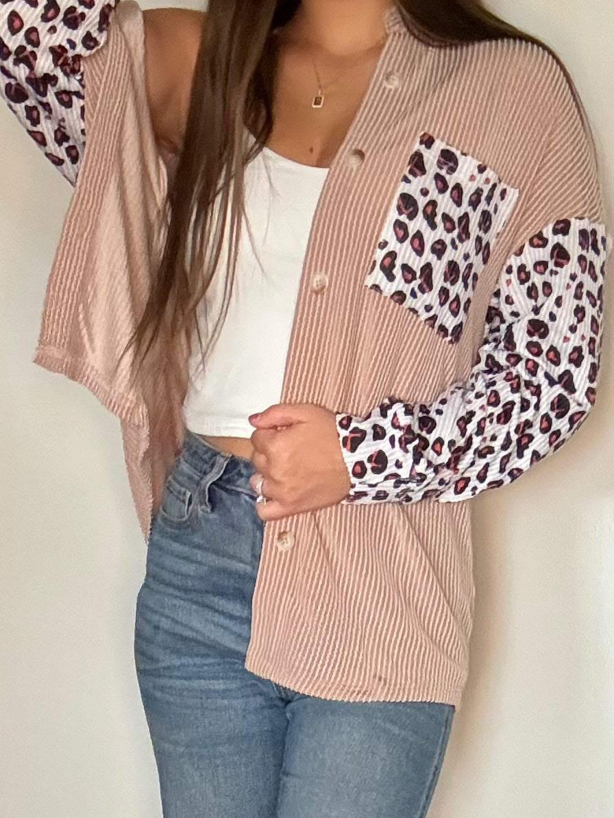 Leopard Ribbed Shacket