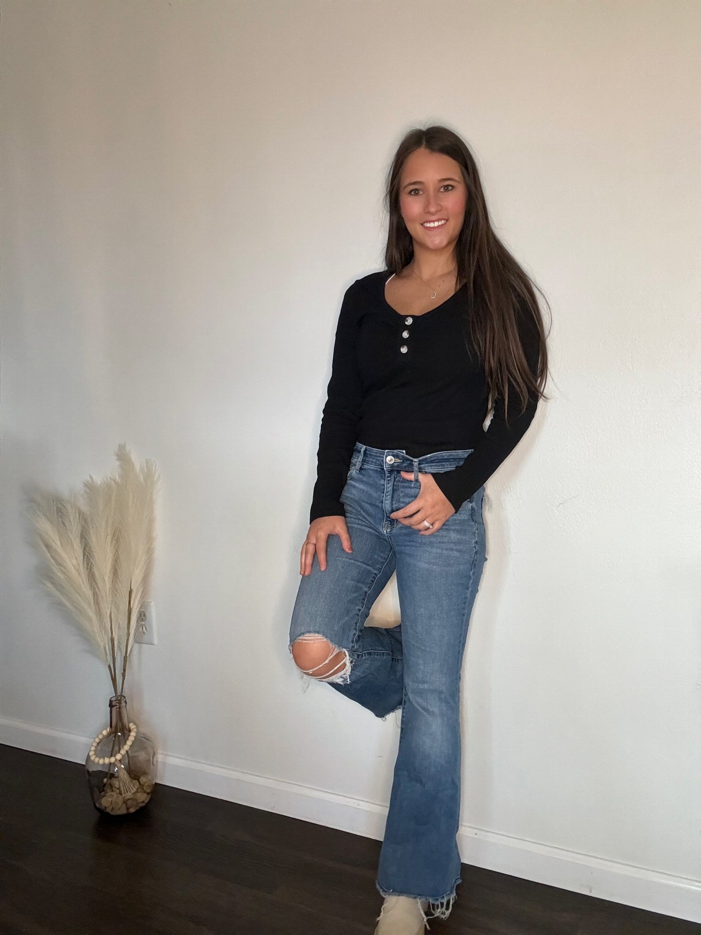 Black Henley Top