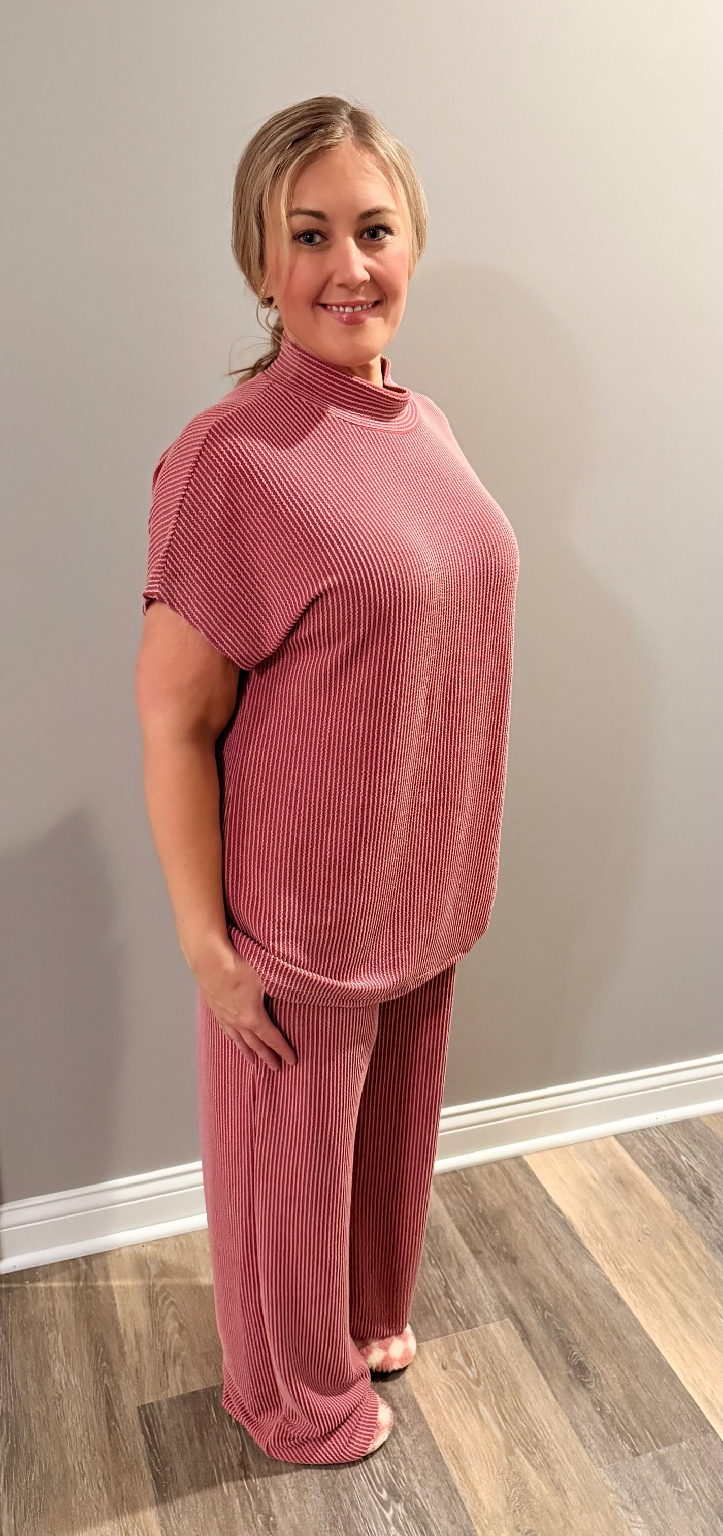 Ribbed High Neck 2pcs Set