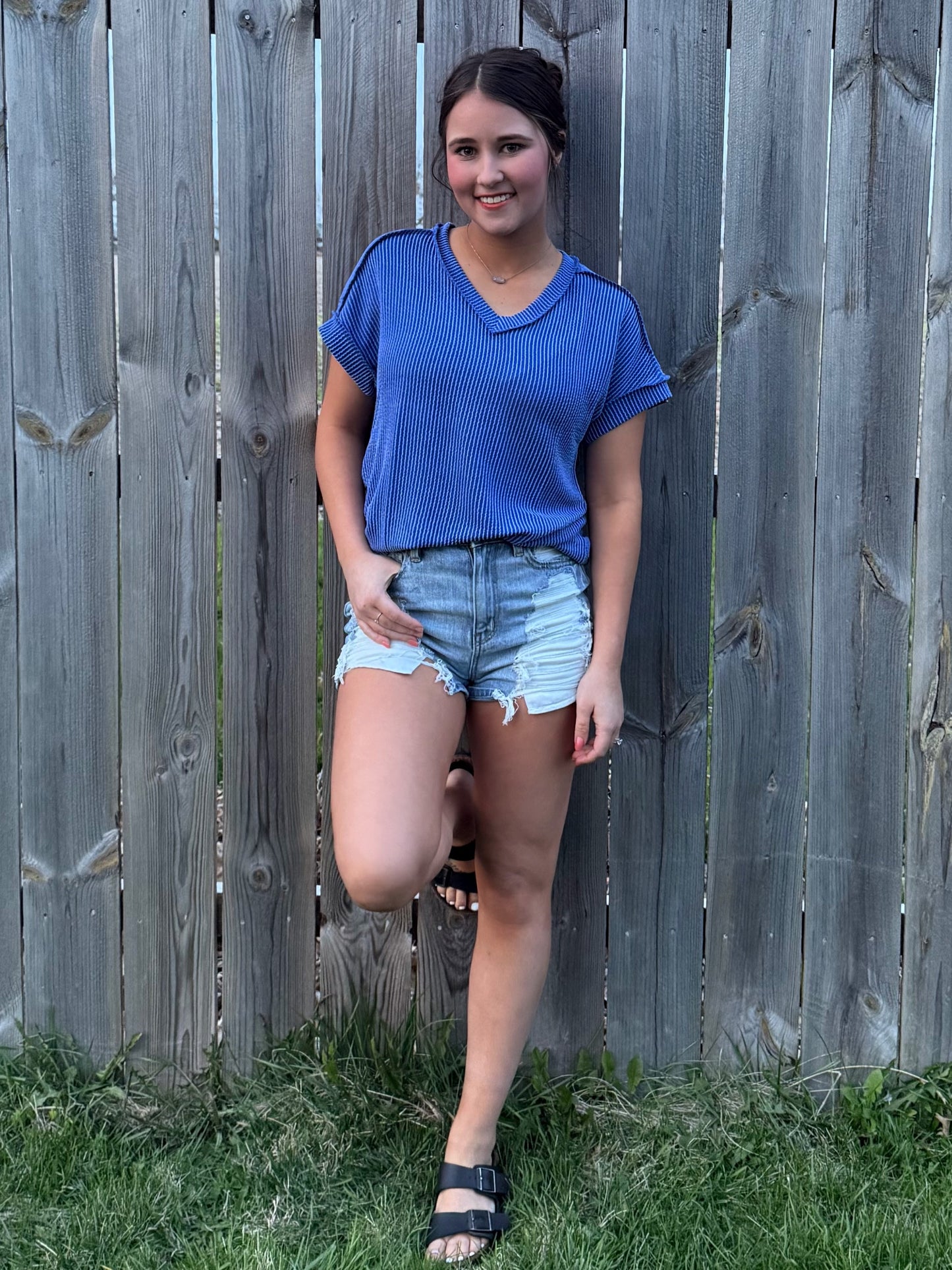 Short Sleeved V-neck Top