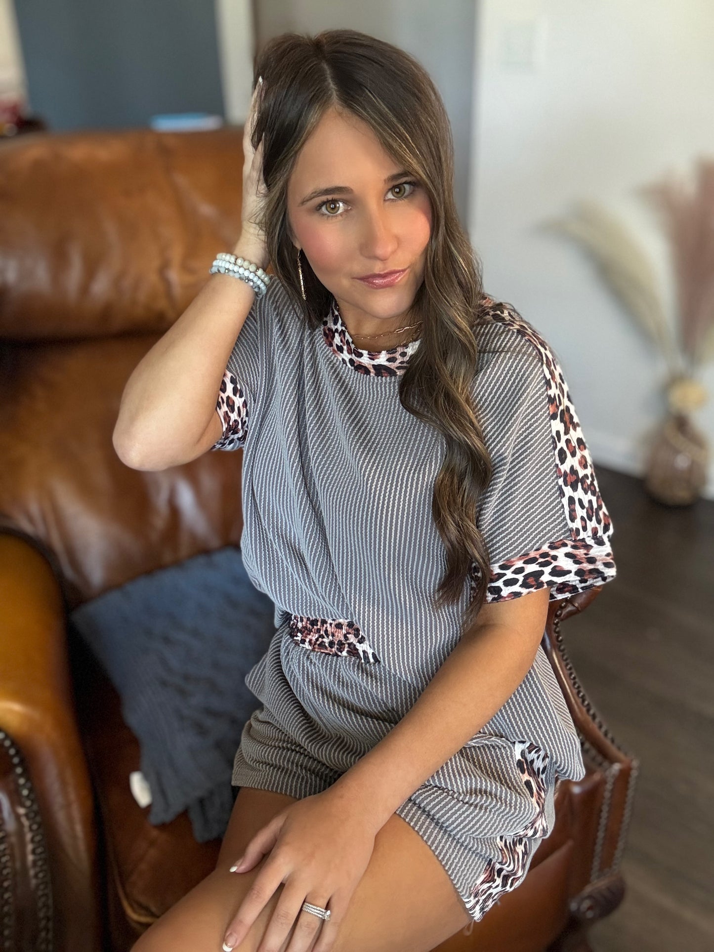 Leopard Ribbed 2pcs Set