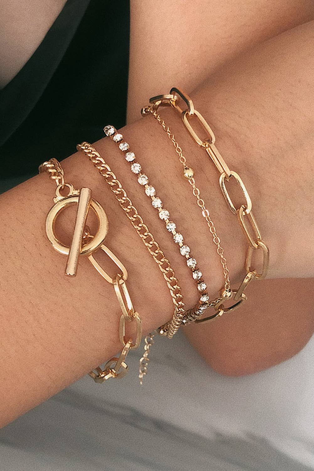 Multi-layered Rhinestone Bracelet Set