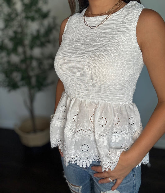 Smocked Lace Top