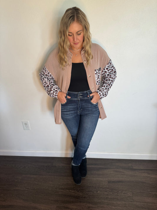 Leopard Ribbed Shacket