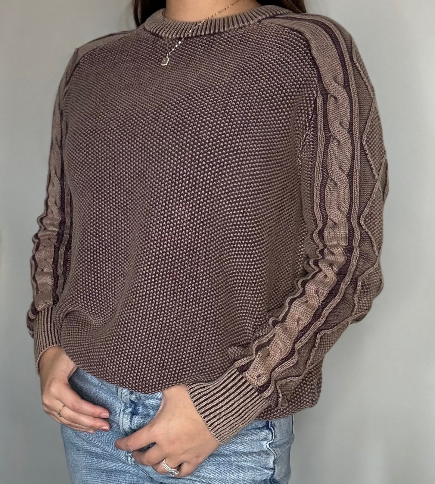 Contrast Cable Knit Sweater