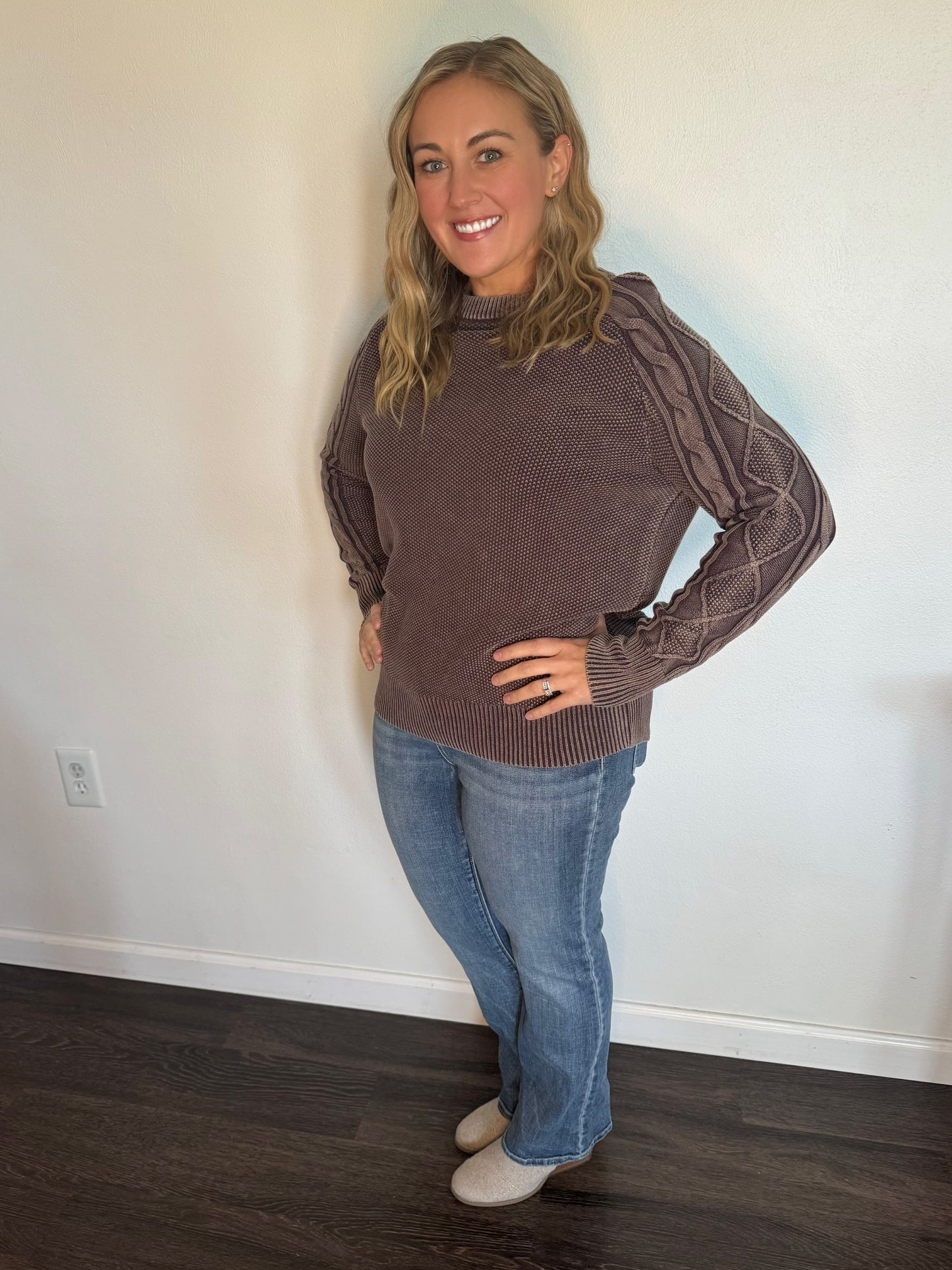 Contrast Cable Knit Sweater