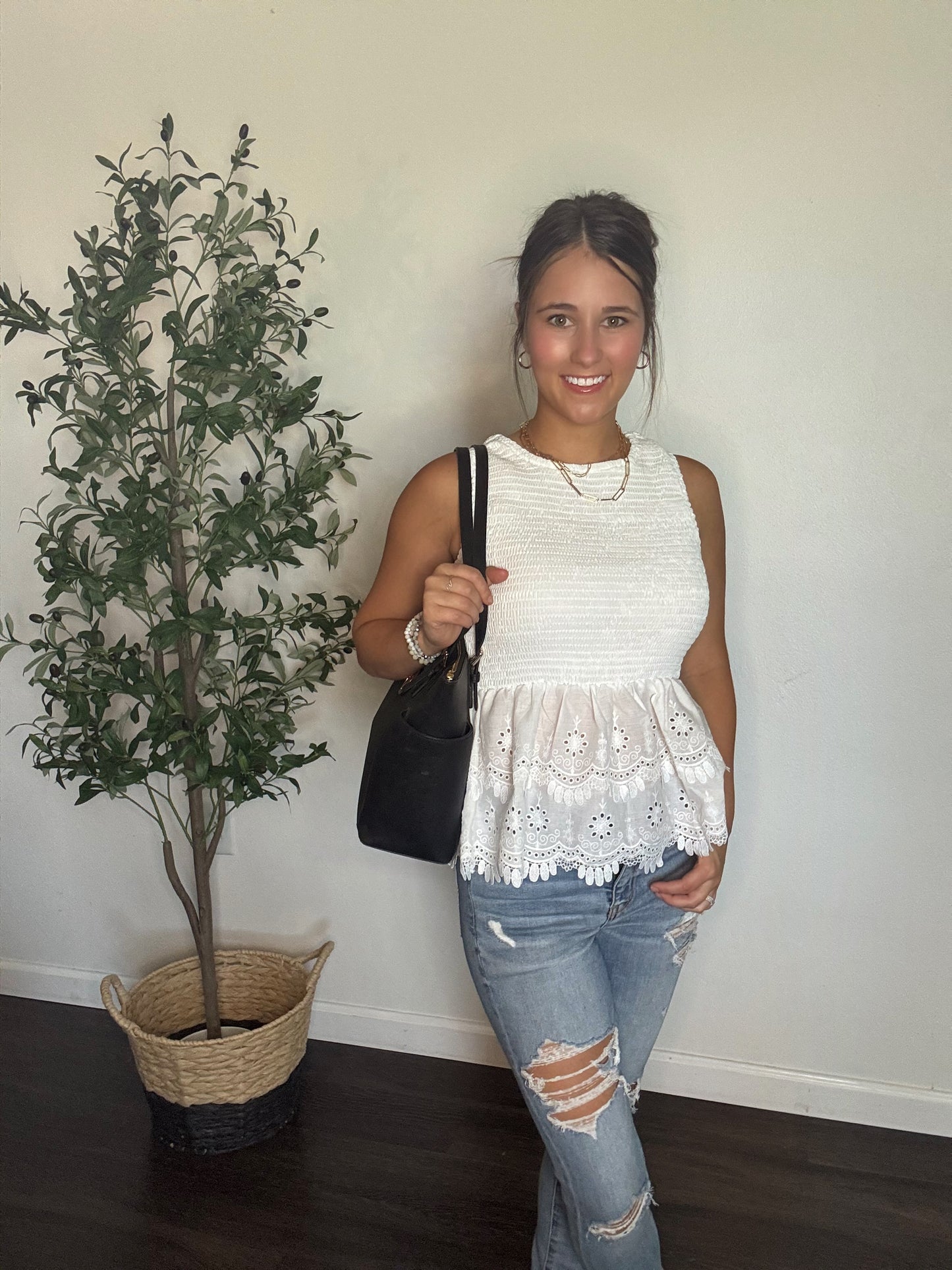 Smocked Lace Top