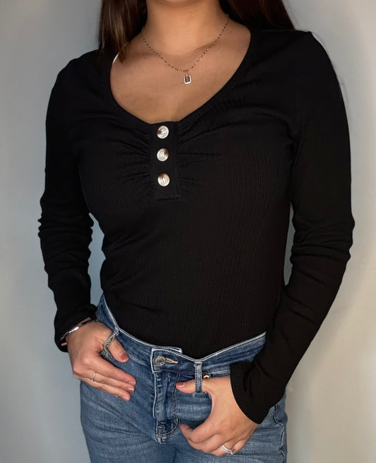 Black Henley Top