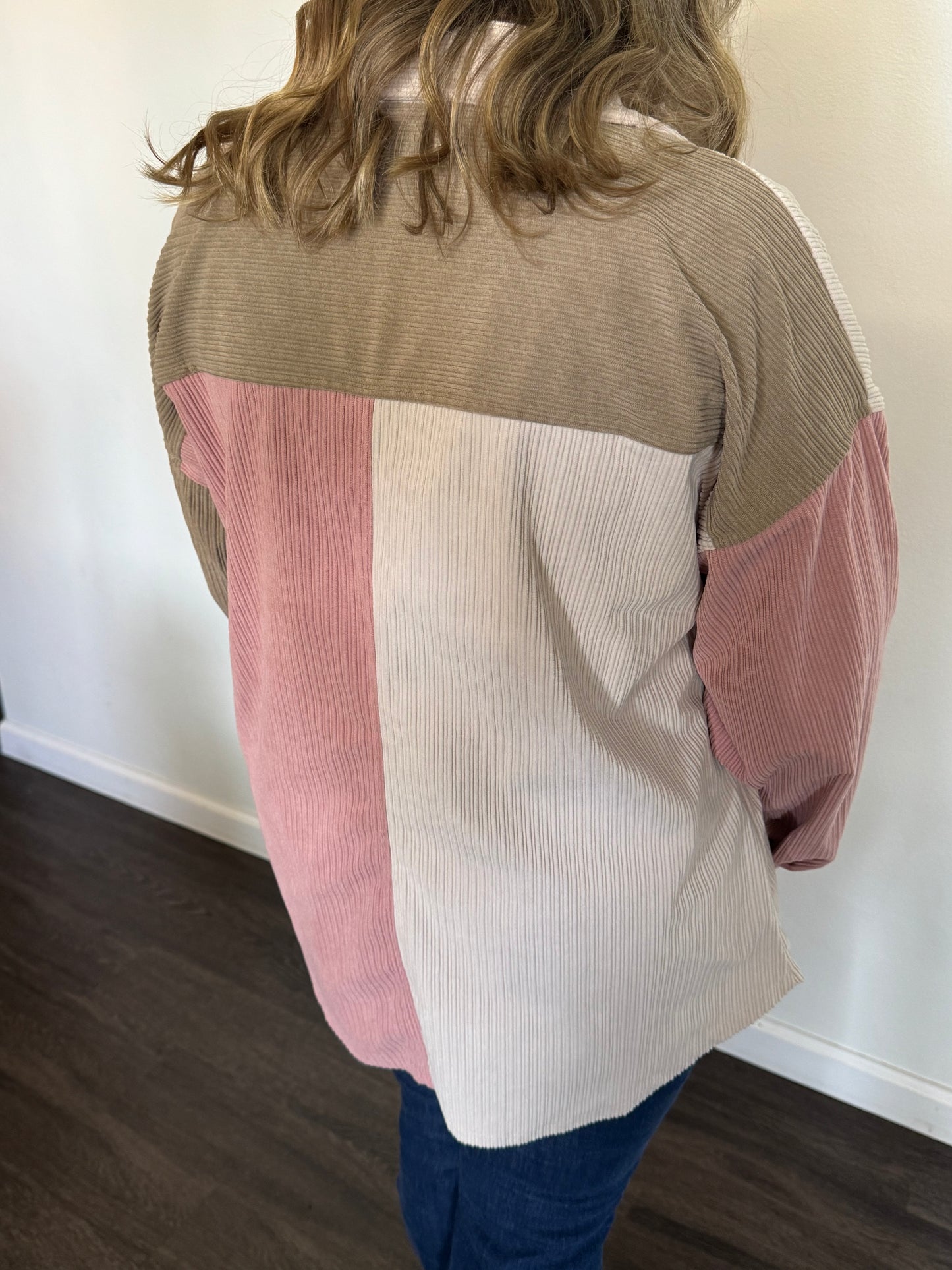 Color Block Corduroy Shacket
