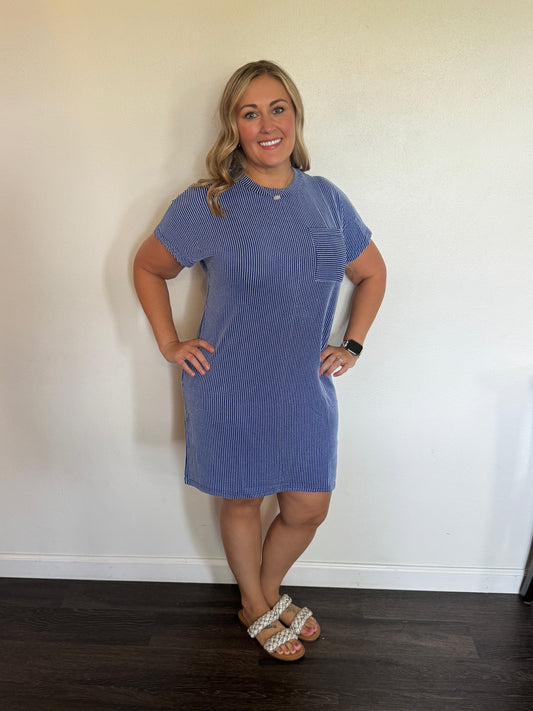 Contrast Twisted Short Sleeve Pocket Dress