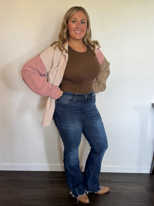 Color Block Corduroy Shacket