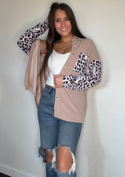 Leopard Ribbed Shacket