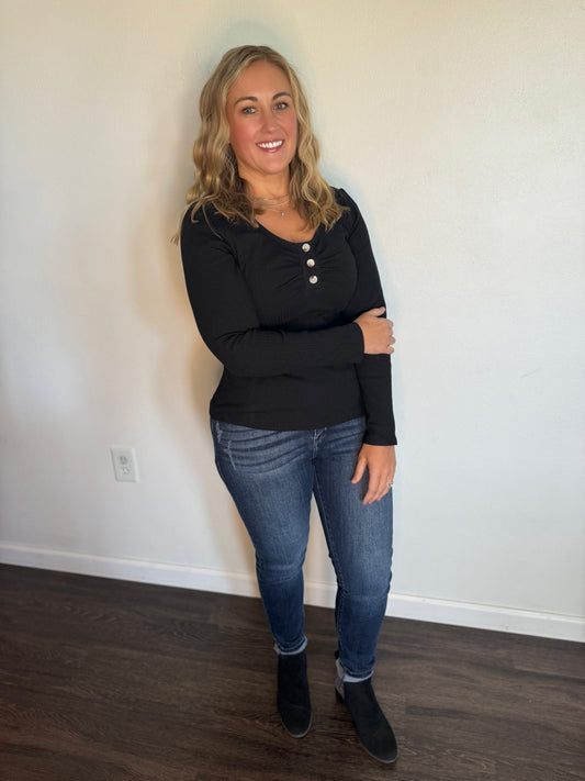 Black Henley Top