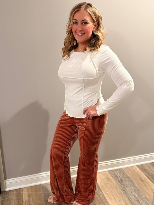 Ribbed Exposed Seam Top