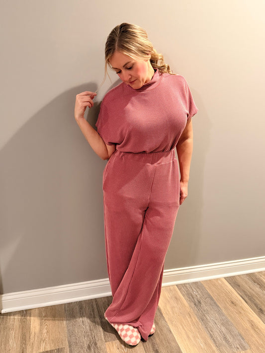 Ribbed High Neck 2pcs Set